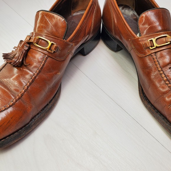 Florsheim Imperial Men's Size 12 Brown Leather Tassel Loafer Dress Shoes - Picture 9 of 16